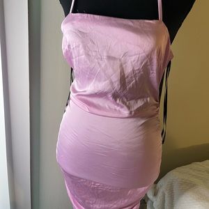 Super cute back cutout pink purple dress.